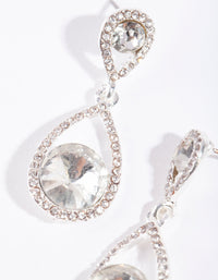 Silver Dia Tear Drop With Centre Stone Earrings - link has visual effect only