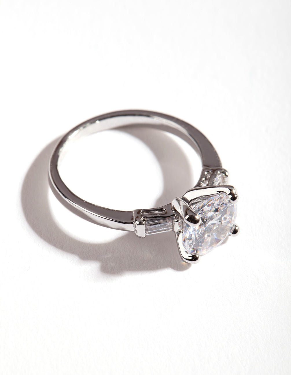 Silver Cubic Zirconia Round Stone Band Ring