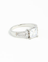 Silver Cubic Zirconia Square Stone Ring - link has visual effect only