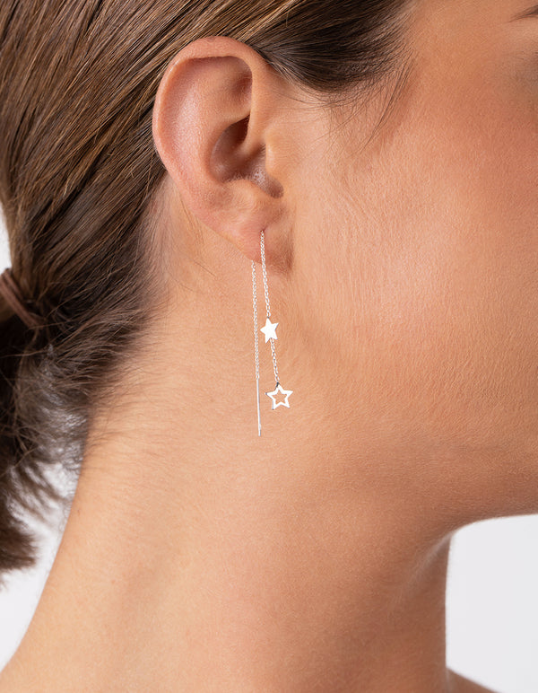 Sterling Silver Star Thread Earrings