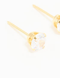 24KT Gold Plated Surgical Stainless Steel 5MM Cubic Zirconia Piercing Stud - link has visual effect only