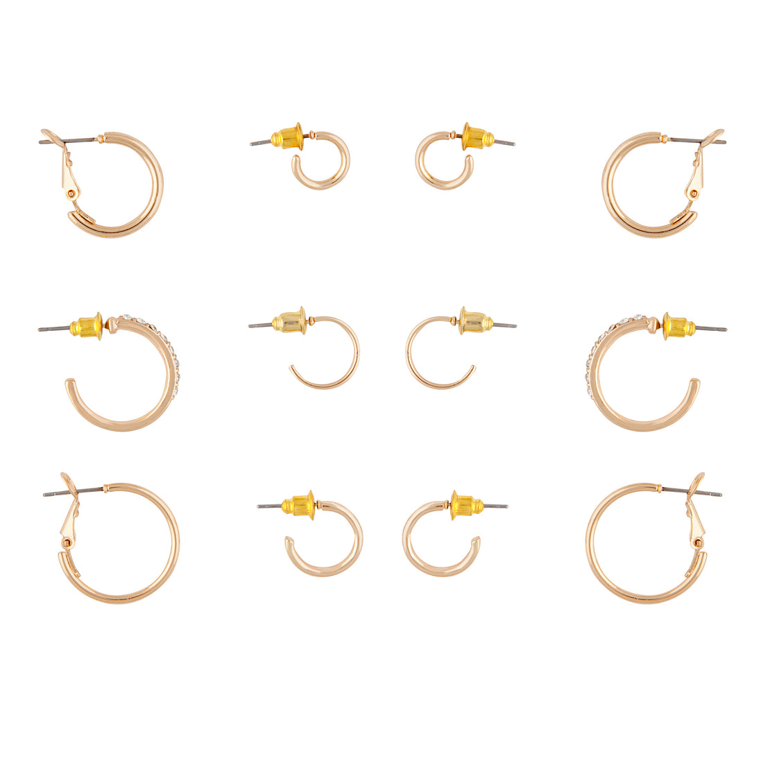 Gold Diamante Sleeper Hoop Earring 6-Pack