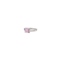 Silver Cubic Zirconia Square Stone Double Band Ring - link has visual effect only