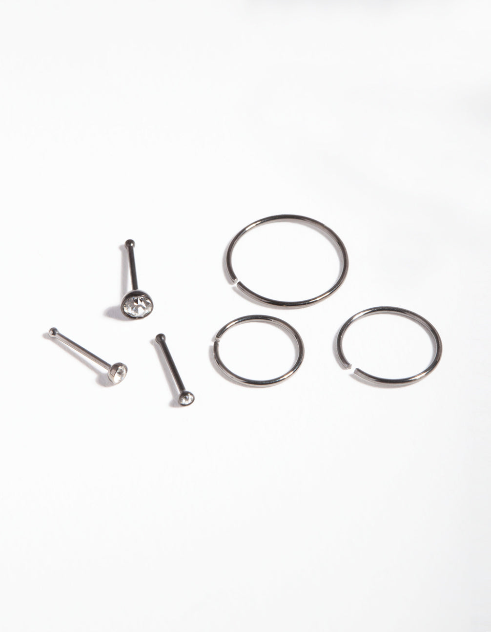 Gunmetal Surgical Steel Fine Nose Jewellery 6-Pack