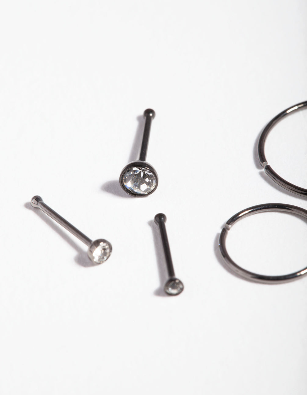 Gunmetal Surgical Steel Fine Nose Jewellery 6-Pack