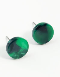 Green Resin Mini Circle Stud Earrings - link has visual effect only