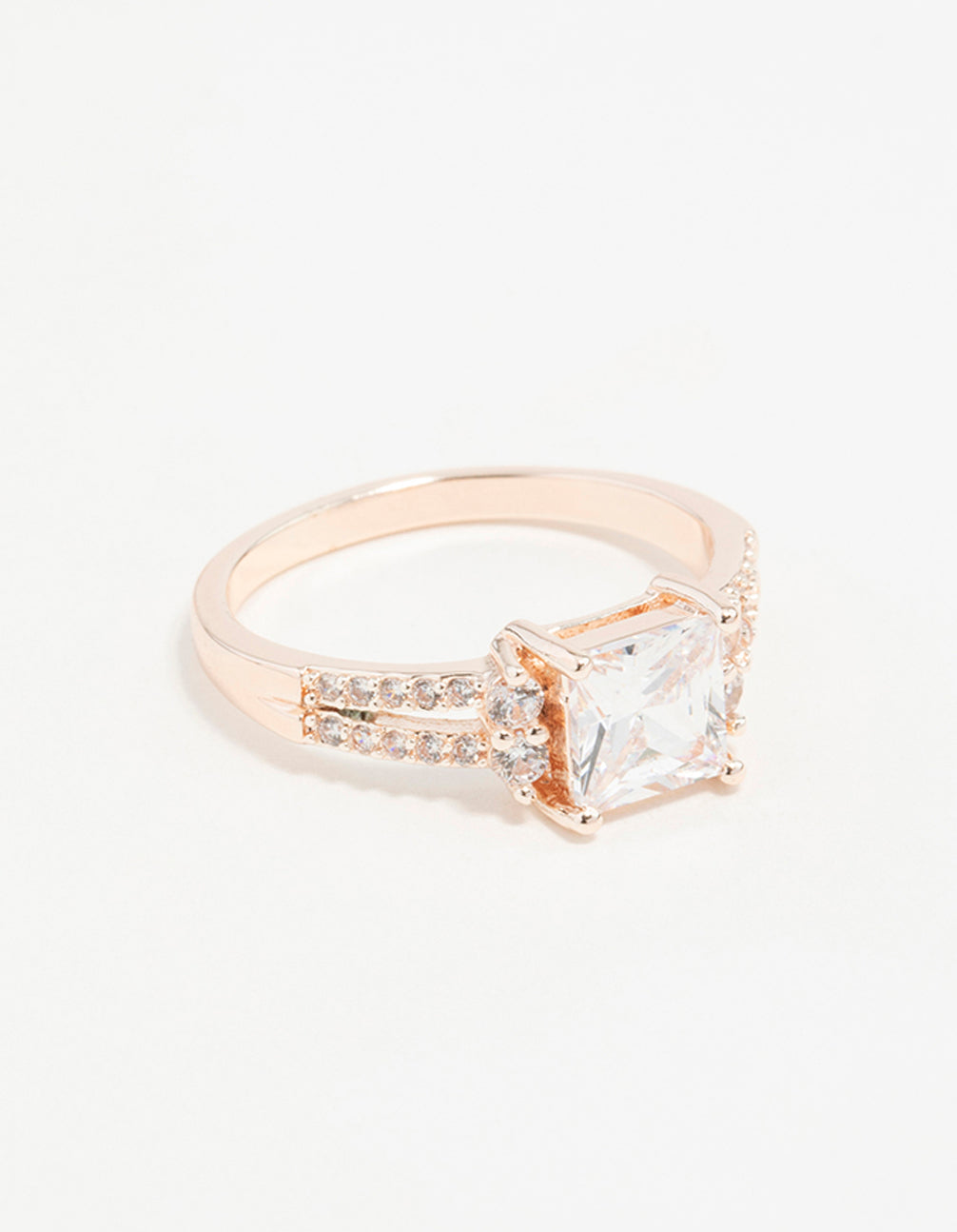 Rose Gold Double Band Cubic Zirconia Ring