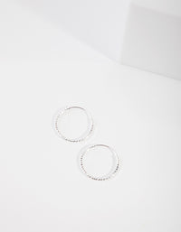 Sterling Silver 16mm Diamond Cut Hoop Earrings - link has visual effect only