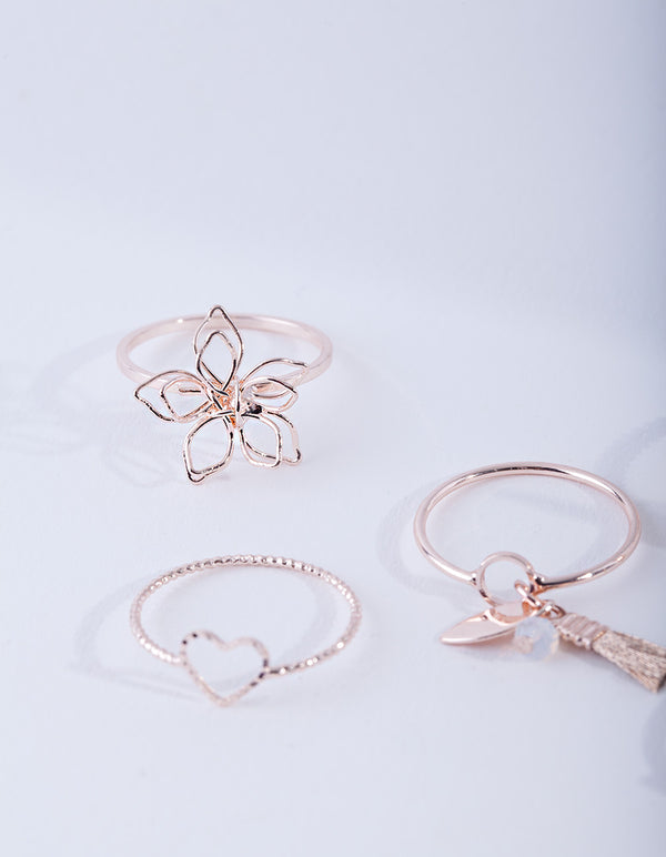 Rose Gold Nature Shapes Ring Pack