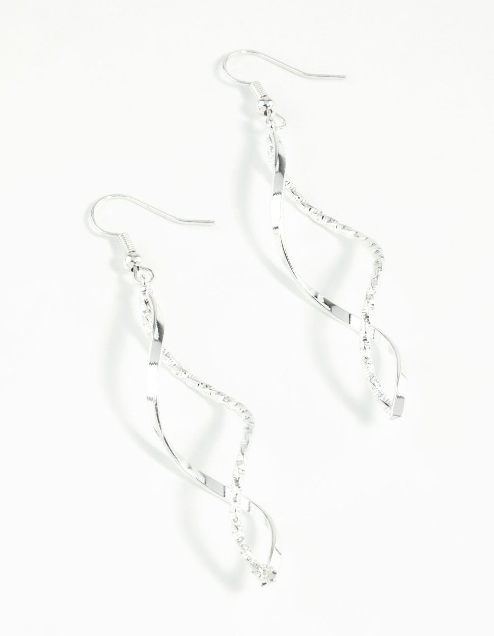Silver Diamond Cut Twist Earrings