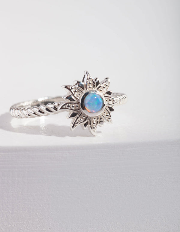 Sterling Silver Synthetic Opal Sun Ring