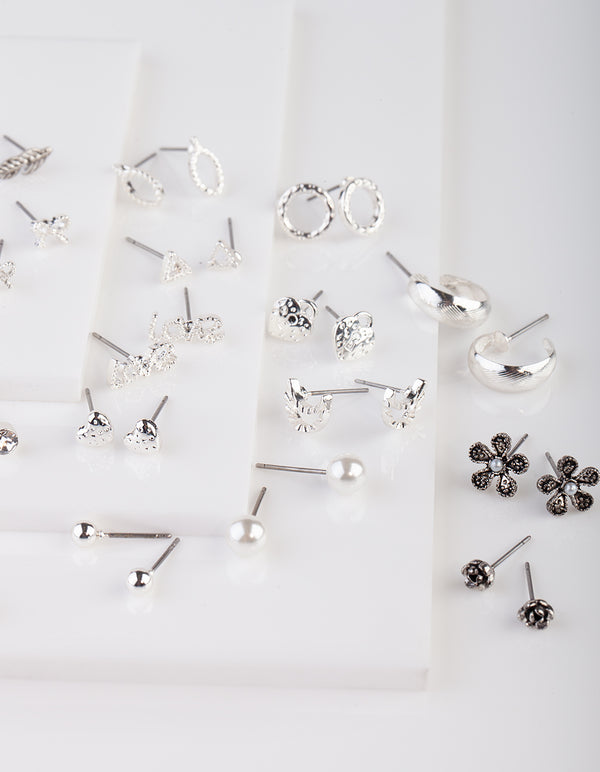 Silver Hearts & Stars Earring 20 Pack