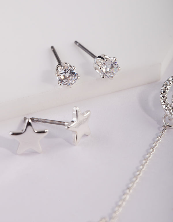 CUBZ SS STAR & MOON CZ 3PK ER@