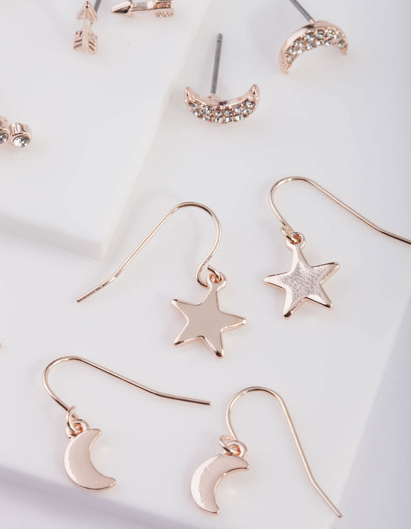 Celestial Rose Gold Earring 9-Pack