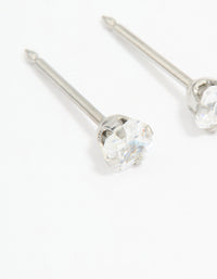 Surgical Stainless Steel 3X3MM Cubic Zirconia Princess Cut Piercing Stud - link has visual effect only