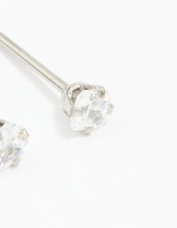 Surgical Stainless Steel 3X3MM Cubic Zirconia Princess Cut Piercing Stud - link has visual effect only