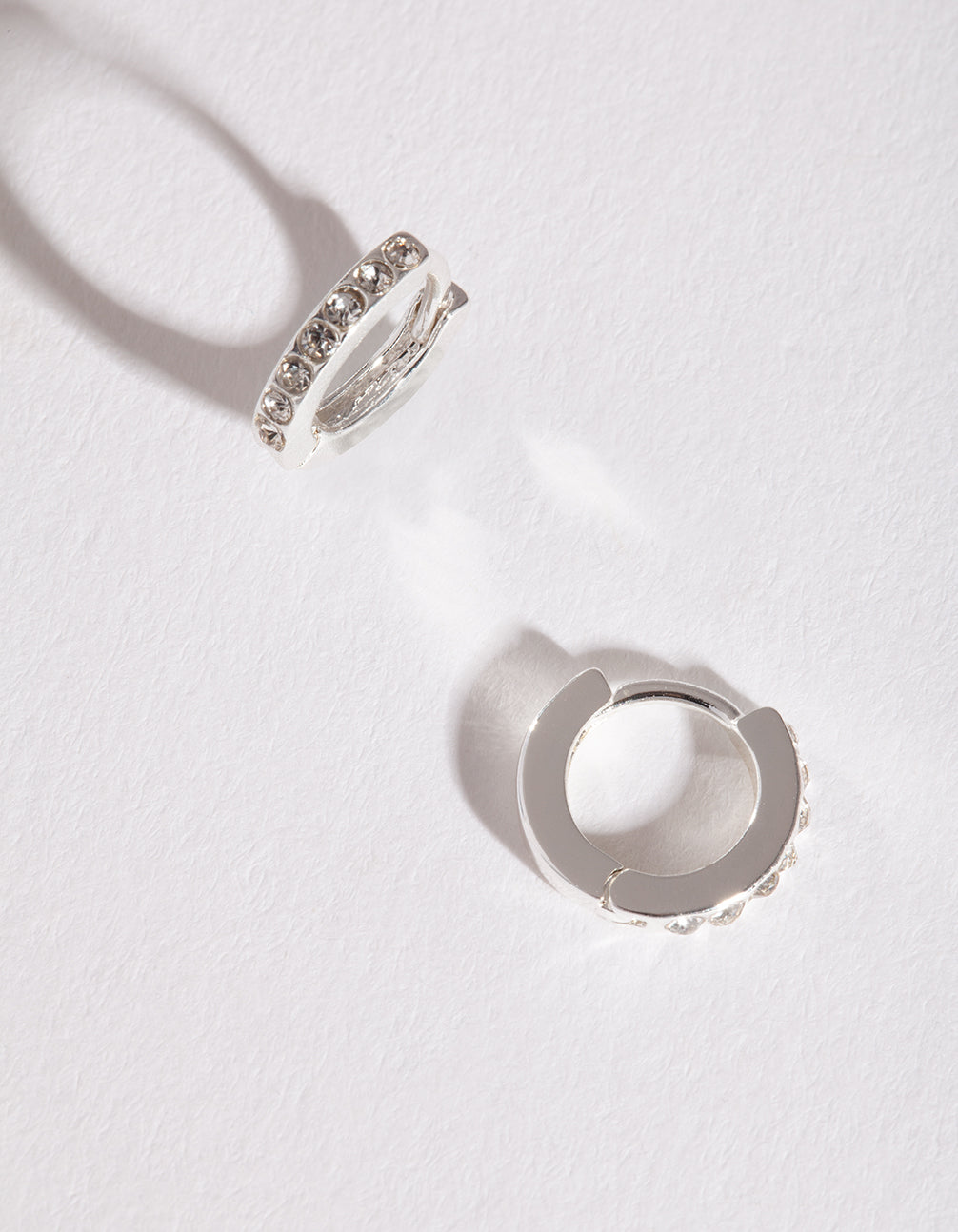 Silver Diamante Huggie Earrings