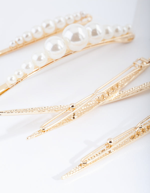 Gold Pearl Textured Clip 4-Pack