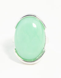 Silver Blue Synthetic Opal Stone Ring - link has visual effect only
