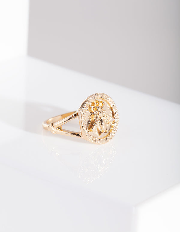 Gold Bee Coin Ring