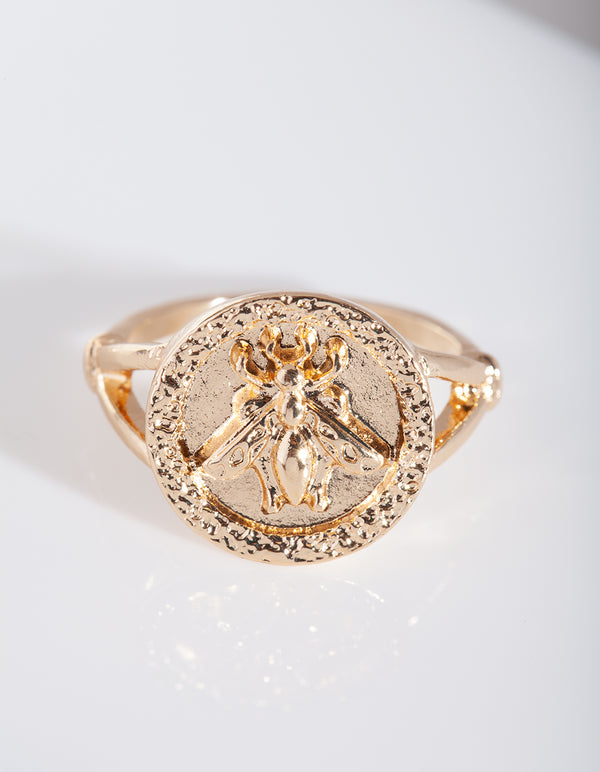 Gold Bee Coin Ring