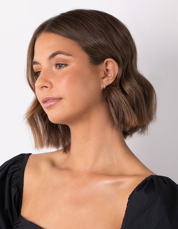 Gold Plated Sterling Silver Gem Huggie Earrings