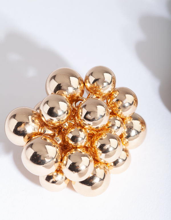 Gold Bead Stud Earrings