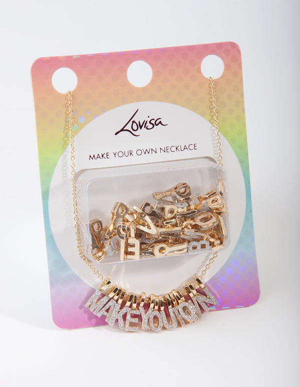 Kids Gold Glitter Make Your Own Enamel Letter Necklace
