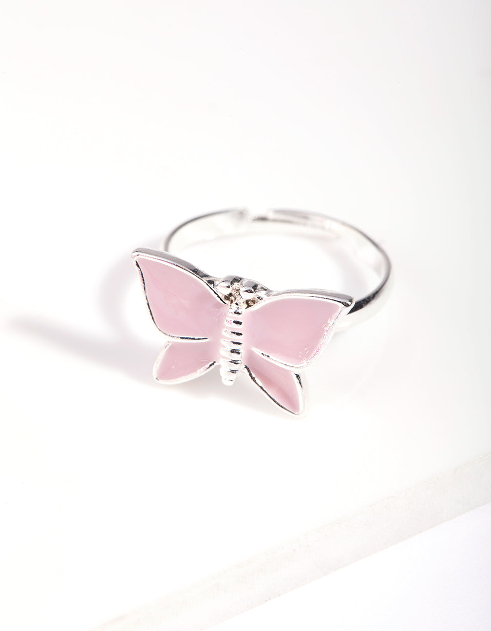Kids Silver Enamel Butterfly Stretch Bracelet & Ring Set