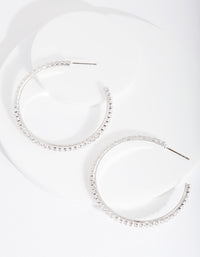 Silver Cubic Zirconia 45mm Hoop Earrings - link has visual effect only