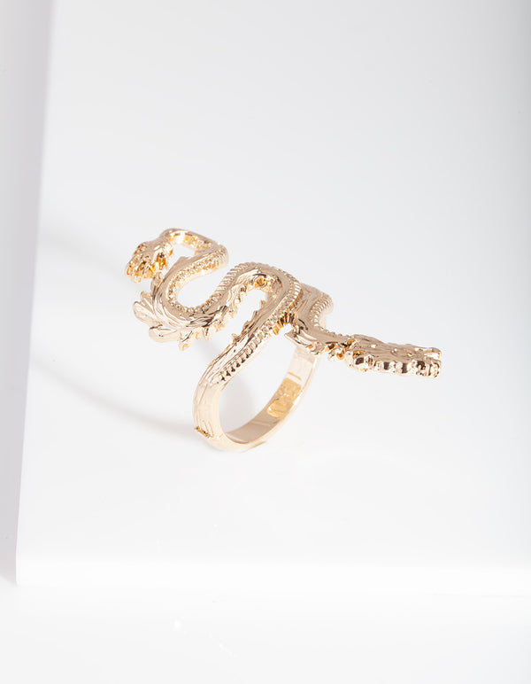 Gold Etched Dragon Ring