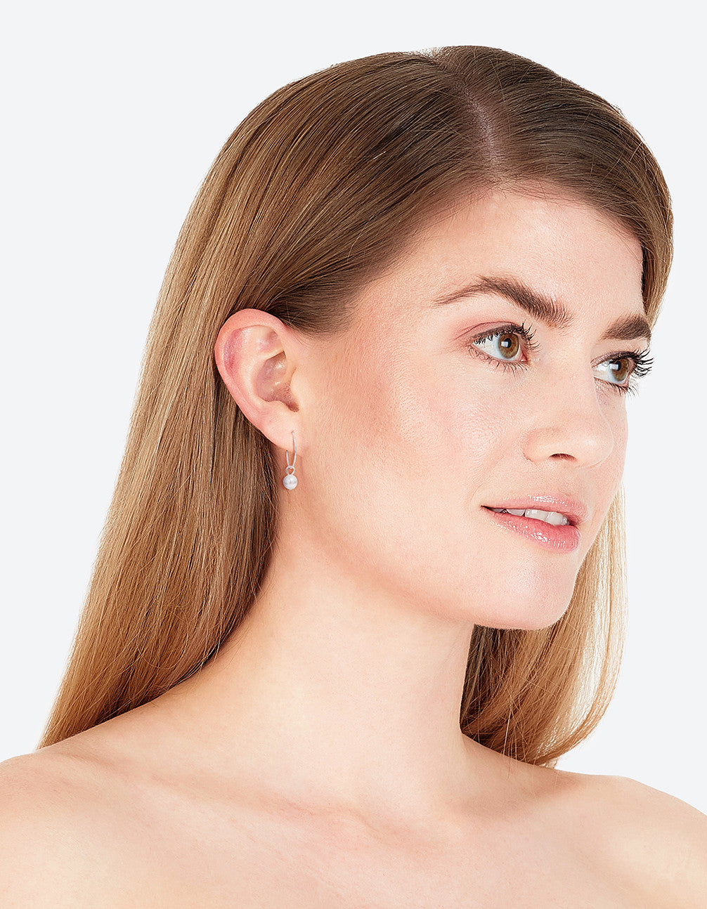 Silver Pearl Hoop Earrings