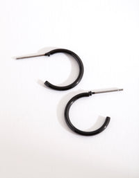 Black Coated Metal Hoop Earrings - link has visual effect only