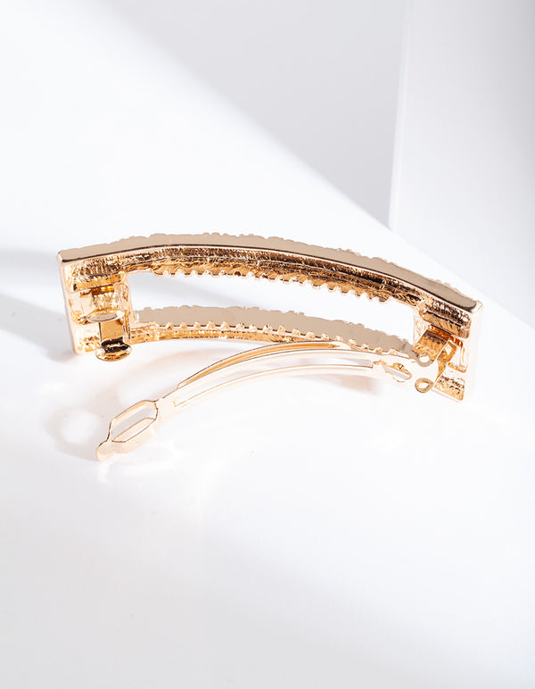Gold Cut-Out Rectangle Texture Hair Clip