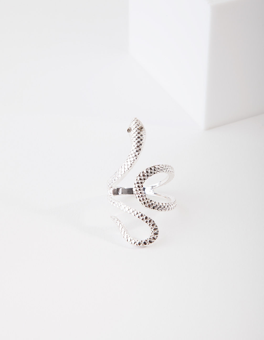 Silver Etched Snake Ring