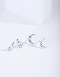 Silver Diamante Moon Star Earring Pack - link has visual effect only