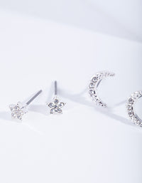 Silver Diamante Moon Star Earring Pack - link has visual effect only