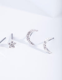 Silver Diamante Moon Star Earring Pack - link has visual effect only