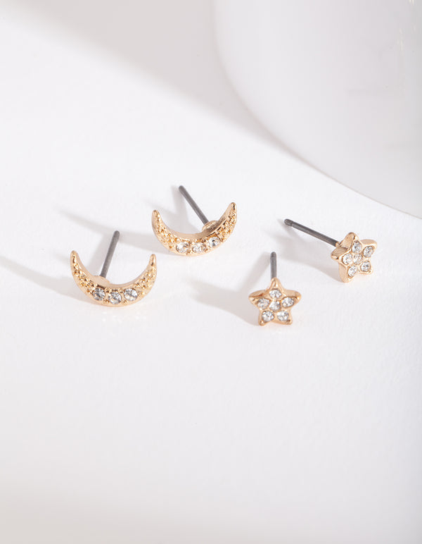 Gold Celestial Diamante Earring Pack
