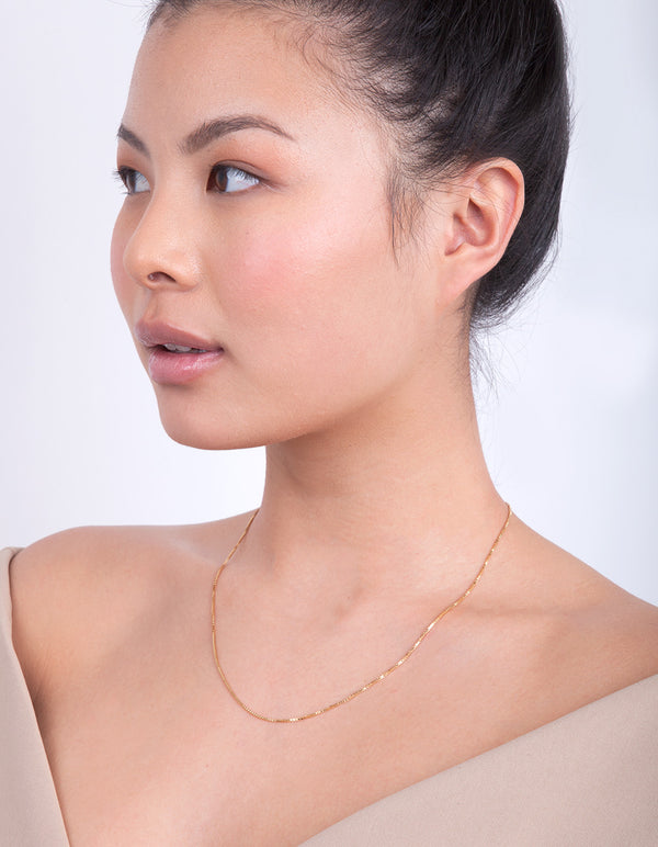 Gold Plated Sterling Silver Box Chain Necklace