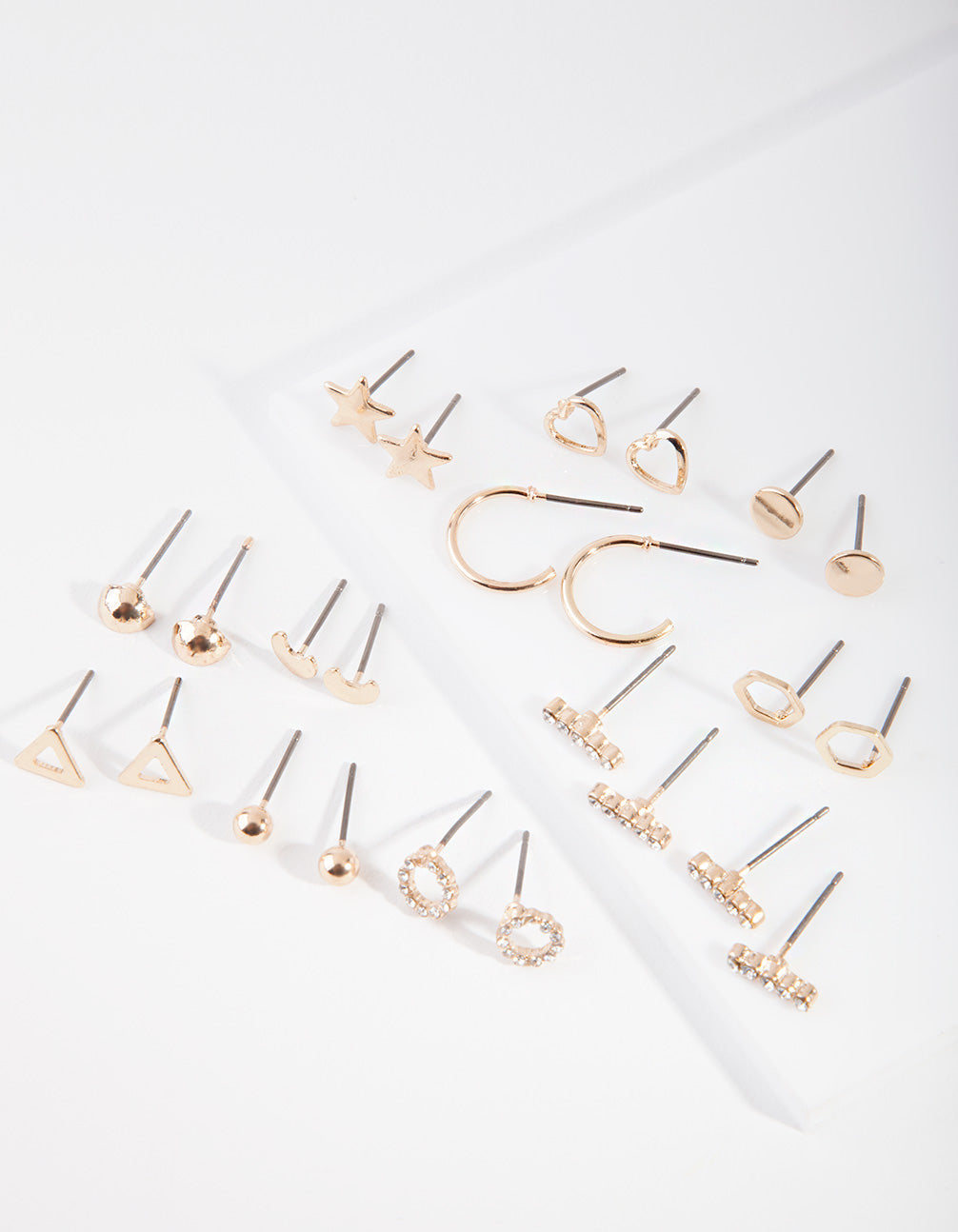 Gold Star & Geometric Shaped Stud Earring 12-Pack