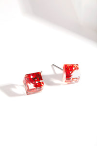 Red Glitter Square Stud Earrings - link has visual effect only