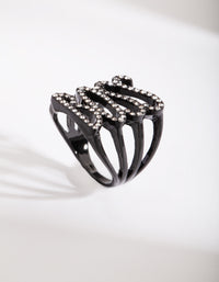 Black Diamante "Boss" Ring - link has visual effect only