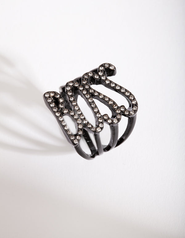 Black Diamante "Boss" Ring
