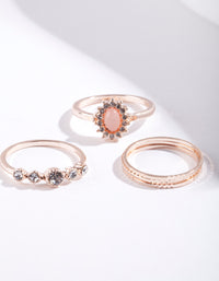 Rose Gold Stone Diamante 5-Pack Ring Stack - link has visual effect only