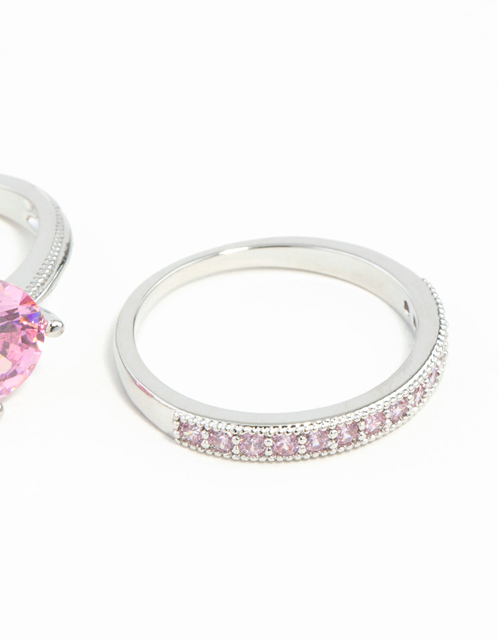 Pink Cubic Zirconia 3 Ring Stack Pack
