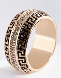 Gold Pattern Diamante Ring - link has visual effect only