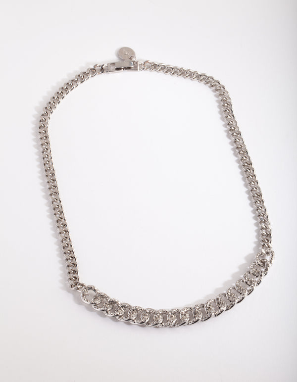 Silver Thick Chain Pendant Necklace