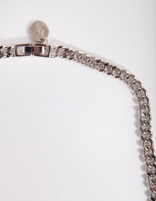 Silver Thick Chain Pendant Necklace