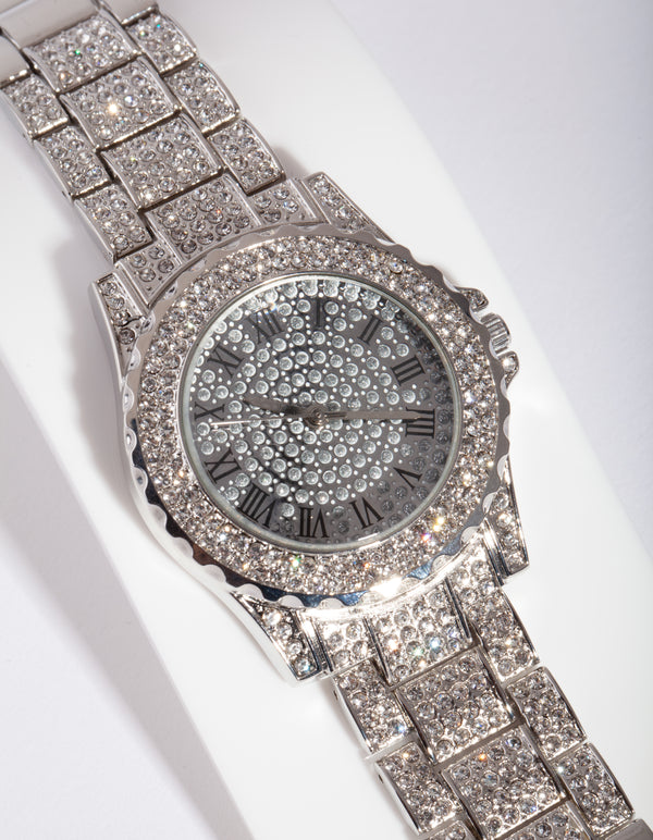 Silver Large Mega Bling Watch